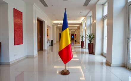 socle drapeau roumanie