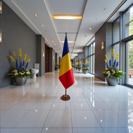 socle drapeau roumanie