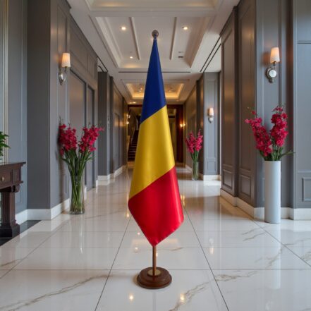 socle drapeau roumanie